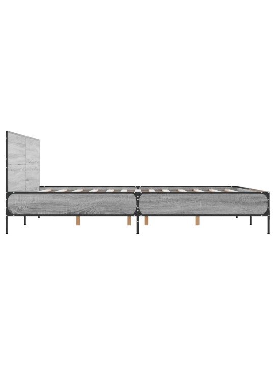 Rám postele šedý sonoma 120 x 190 cm kompozitní dřevo a kov