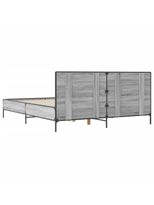 Rám postele šedý sonoma 120 x 190 cm kompozitní dřevo a kov
