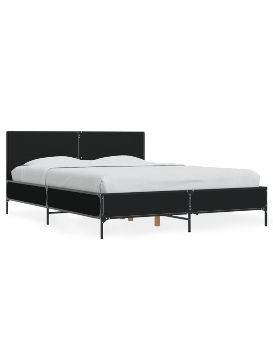 Rám postele černý 135 x 190 cm kompozitní dřevo a kov