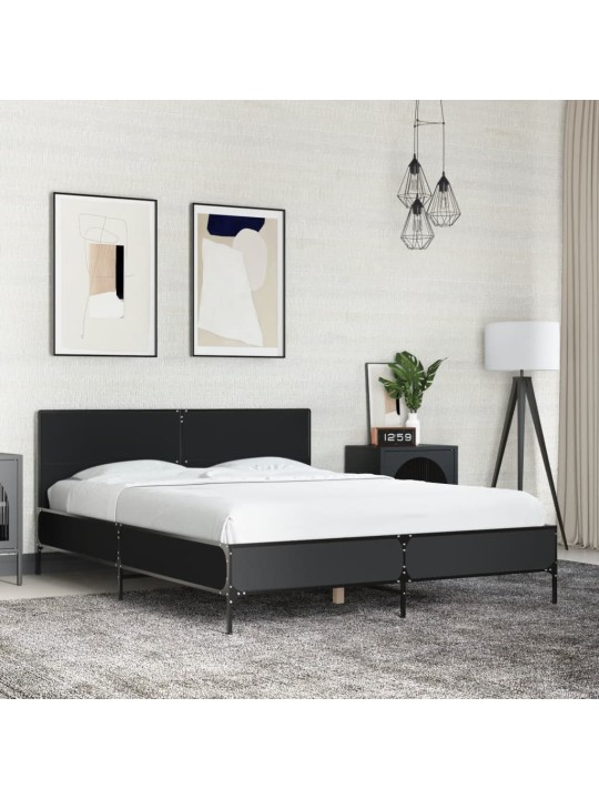 Rám postele černý 135 x 190 cm kompozitní dřevo a kov