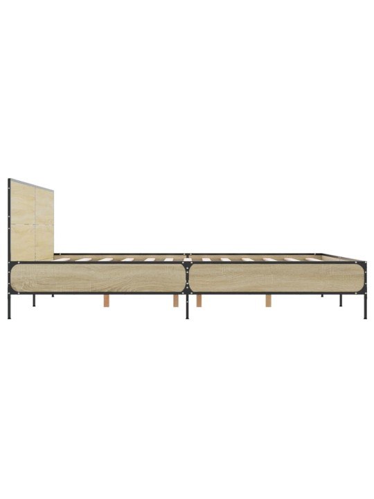 Rám postele dub sonoma 135 x 190 cm kompozitní dřevo a kov