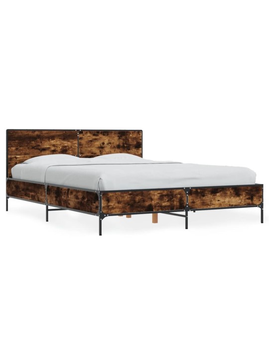 Rám postele kouřový dub 135 x 190 cm kompozitní dřevo a kov