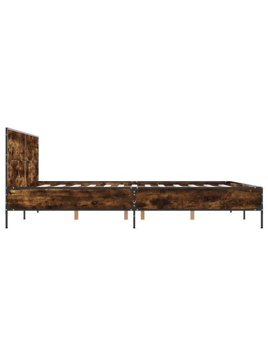 Rám postele kouřový dub 135 x 190 cm kompozitní dřevo a kov