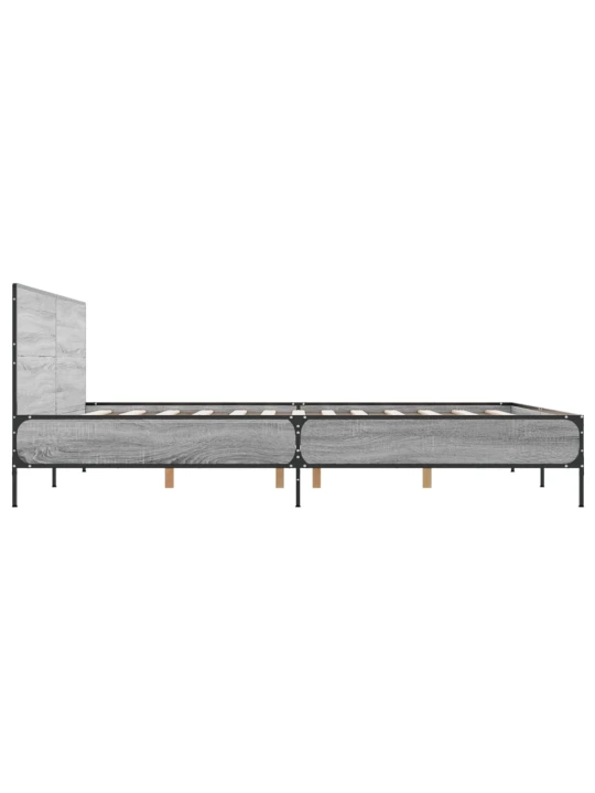 Rám postele šedý sonoma 135 x 190 cm kompozitní dřevo a kov