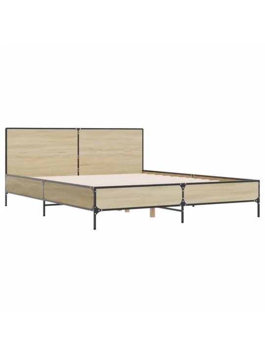 Rám postele dub sonoma 140 x 190 cm kompozitní dřevo a kov