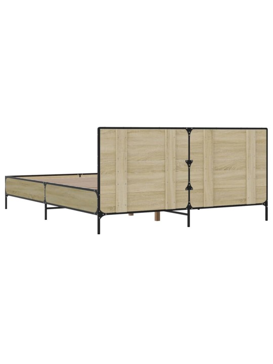 Rám postele dub sonoma 140 x 190 cm kompozitní dřevo a kov