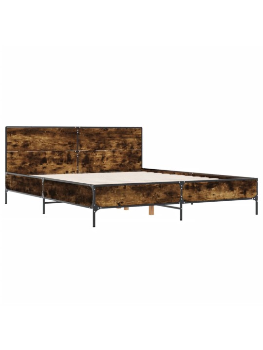 Rám postele kouřový dub 140 x 190 cm kompozitní dřevo a kov