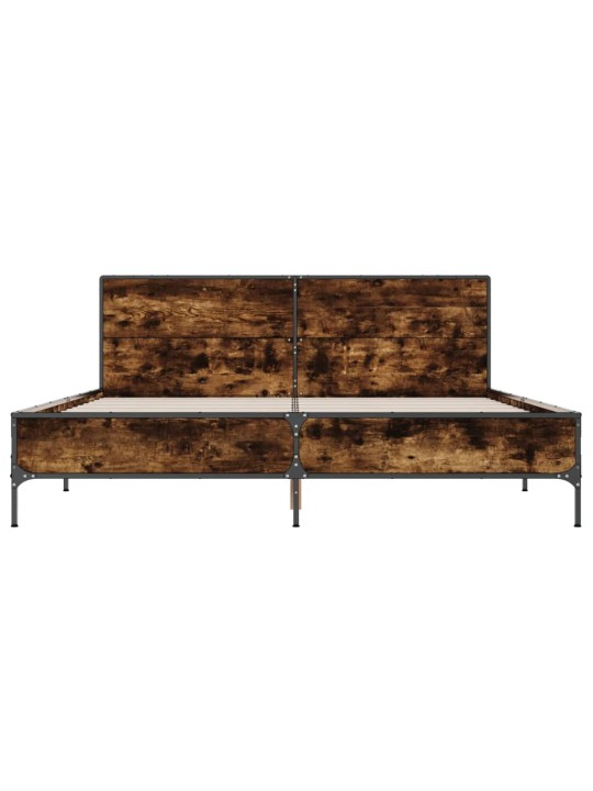 Rám postele kouřový dub 140 x 190 cm kompozitní dřevo a kov