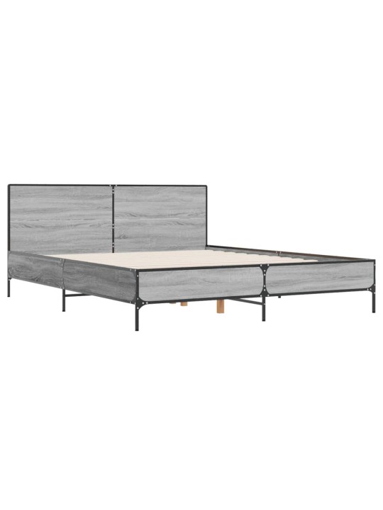 Rám postele šedý sonoma 140 x 190 cm kompozitní dřevo a kov