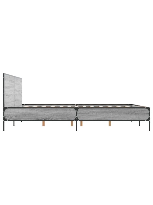 Rám postele šedý sonoma 140 x 190 cm kompozitní dřevo a kov