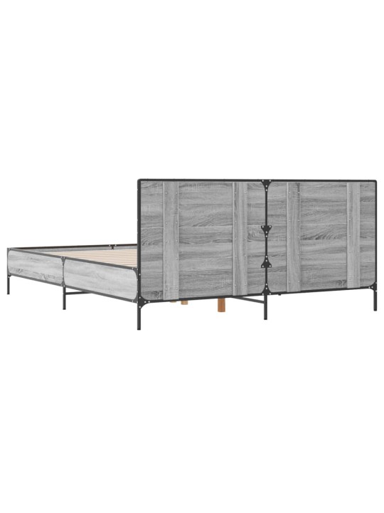 Rám postele šedý sonoma 140 x 190 cm kompozitní dřevo a kov