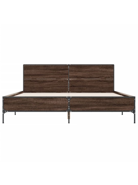Rám postele hnědý dub 140 x 190 cm kompozitní dřevo a kov
