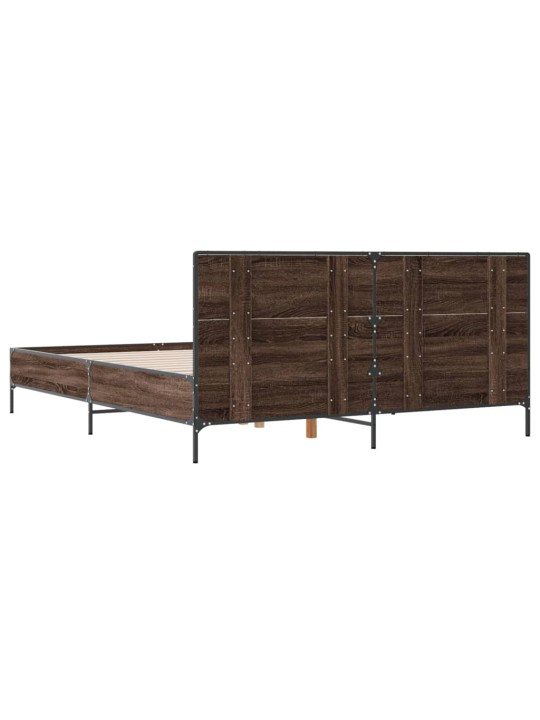 Rám postele hnědý dub 140 x 190 cm kompozitní dřevo a kov
