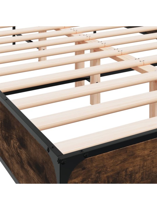 Rám postele kouřový dub 120 x 200 cm kompozitní dřevo a kov