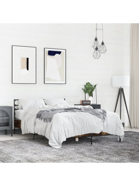 Rám postele kouřový dub 120 x 200 cm kompozitní dřevo a kov