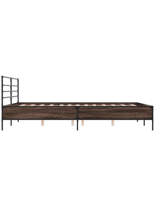 Rám postele hnědý dub 120 x 200 cm kompozitní dřevo a kov
