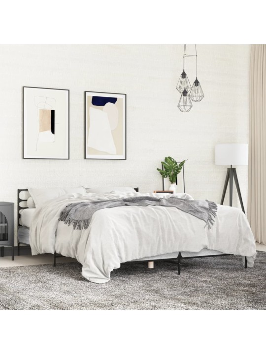 Rám postele šedý sonoma 140 x 200 cm kompozitní dřevo a kov