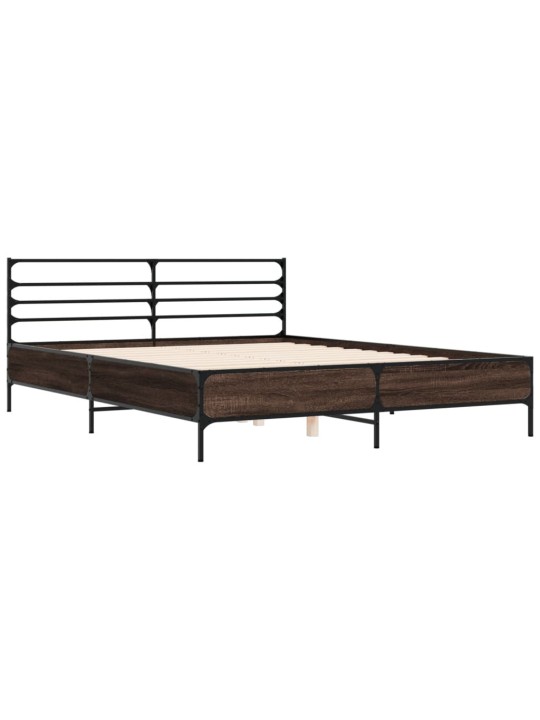 Rám postele kouřový dub 150 x 200 cm kompozitní dřevo a kov