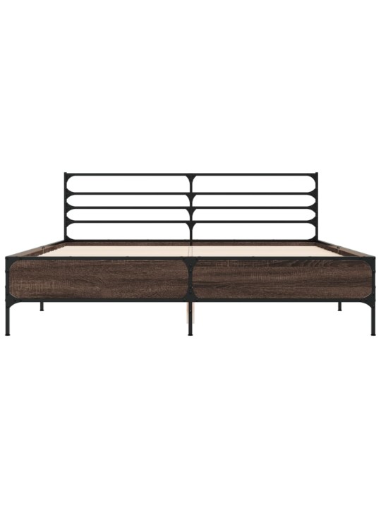Rám postele kouřový dub 150 x 200 cm kompozitní dřevo a kov