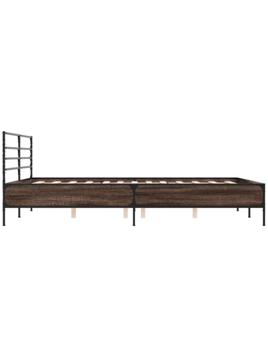 Rám postele kouřový dub 150 x 200 cm kompozitní dřevo a kov
