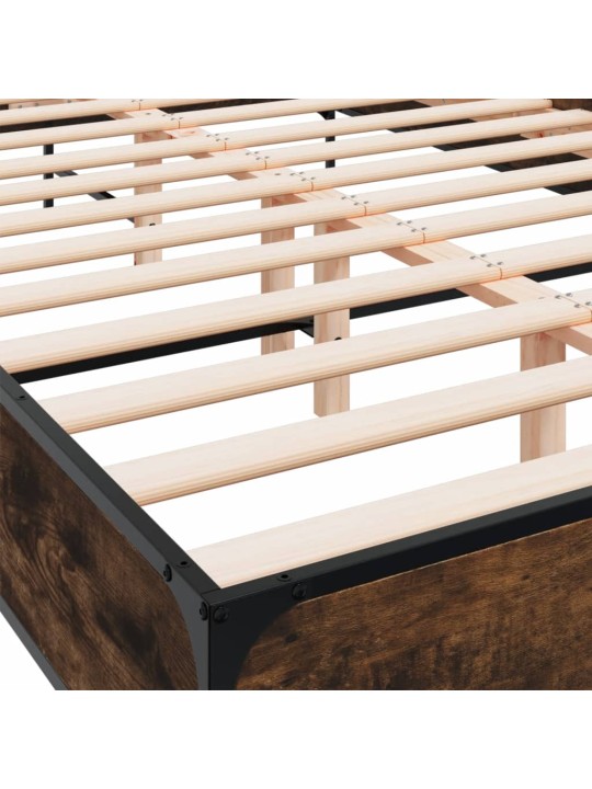 Rám postele kouřový dub 150 x 200 cm kompozitní dřevo a kov