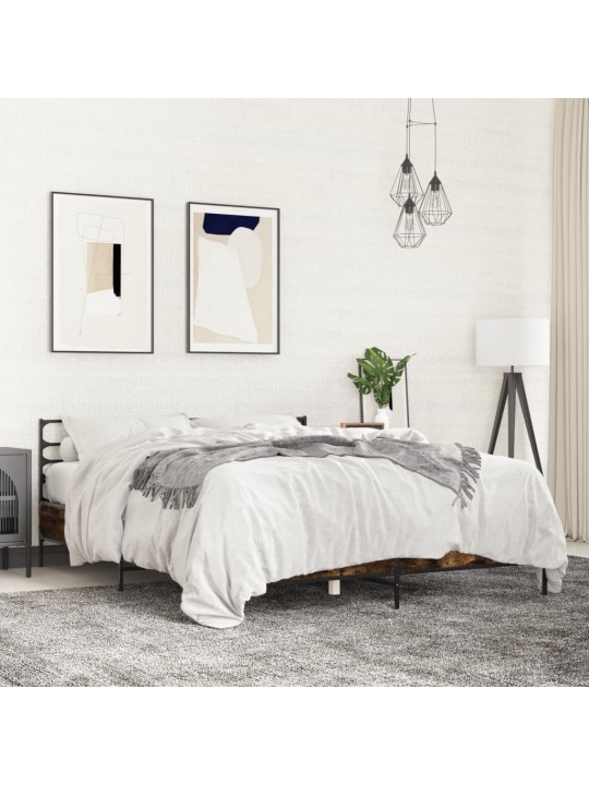 Rám postele kouřový dub 150 x 200 cm kompozitní dřevo a kov