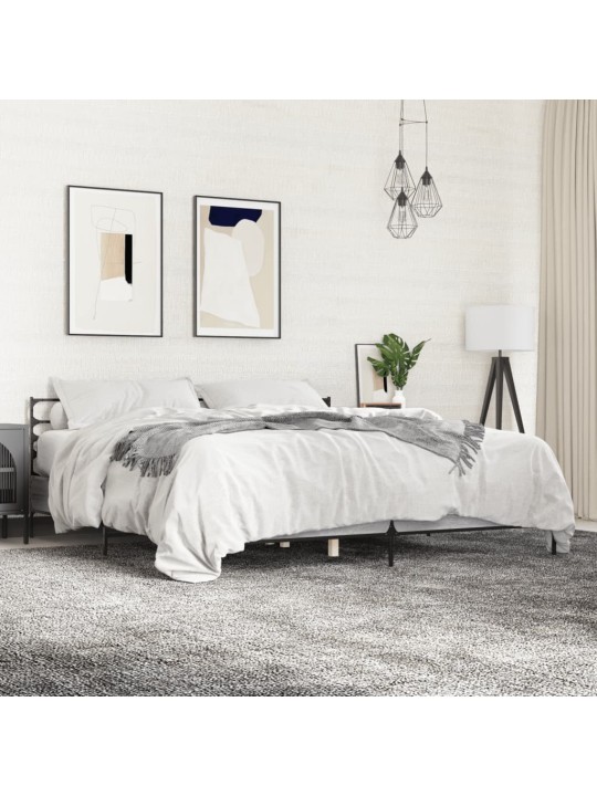 Rám postele šedý sonoma 180 x 200 cm kompozitní dřevo a kov