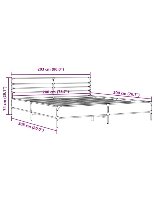 Rám postele černý 200 x 200 cm kompozitní dřevo a kov