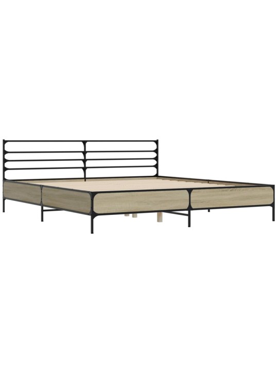 Rám postele dub sonoma 200 x 200 cm kompozitní dřevo a kov