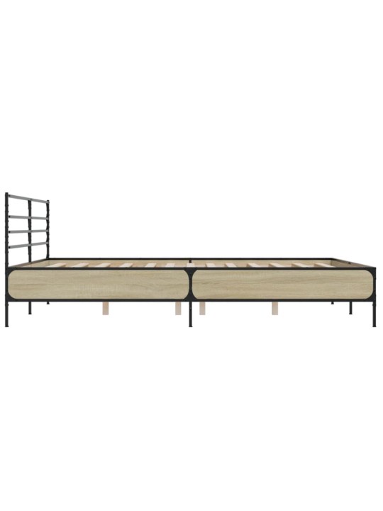 Rám postele dub sonoma 200 x 200 cm kompozitní dřevo a kov