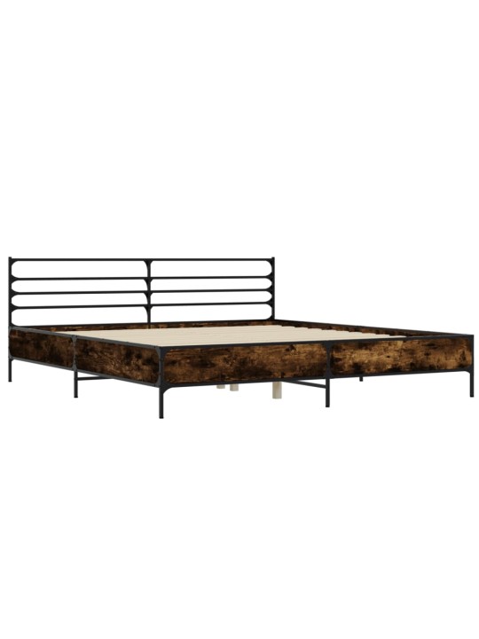 Rám postele kouřový dub 200 x 200 cm kompozitní dřevo a kov