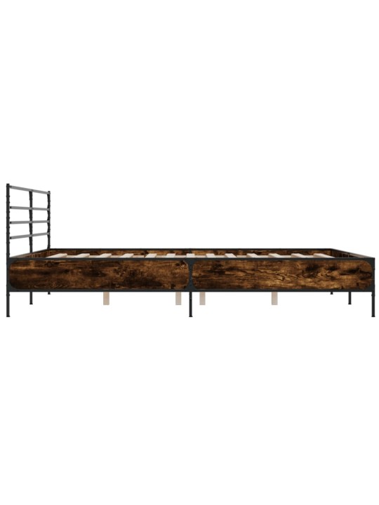 Rám postele kouřový dub 200 x 200 cm kompozitní dřevo a kov