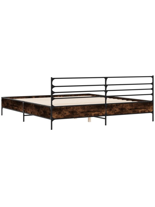 Rám postele kouřový dub 200 x 200 cm kompozitní dřevo a kov