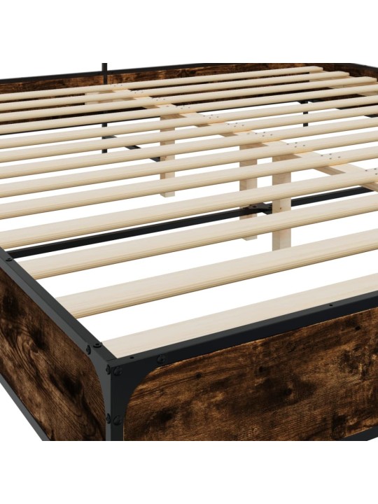 Rám postele kouřový dub 200 x 200 cm kompozitní dřevo a kov