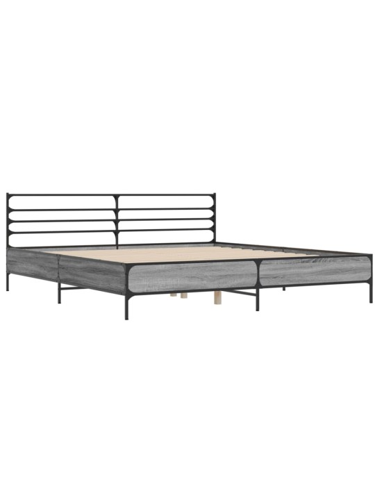Rám postele šedý sonoma 200 x 200 cm kompozitní dřevo a kov