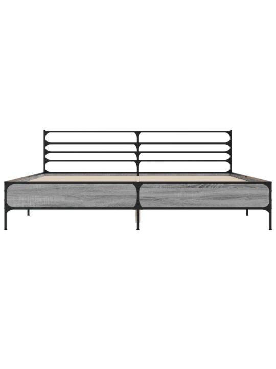 Rám postele šedý sonoma 200 x 200 cm kompozitní dřevo a kov