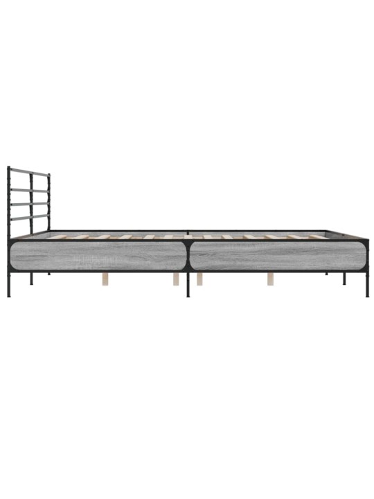 Rám postele šedý sonoma 200 x 200 cm kompozitní dřevo a kov