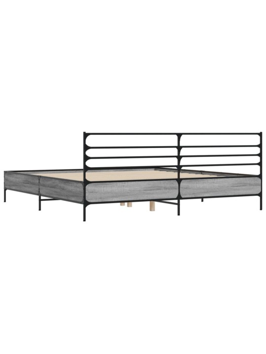 Rám postele šedý sonoma 200 x 200 cm kompozitní dřevo a kov