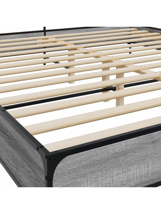 Rám postele šedý sonoma 200 x 200 cm kompozitní dřevo a kov