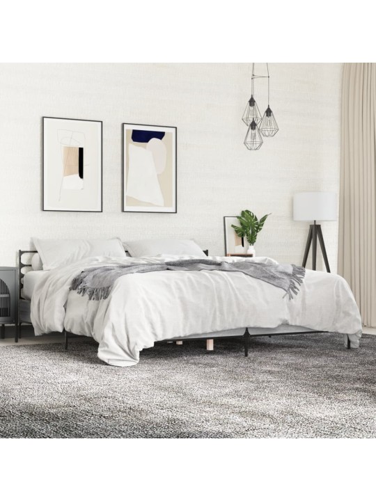 Rám postele šedý sonoma 200 x 200 cm kompozitní dřevo a kov