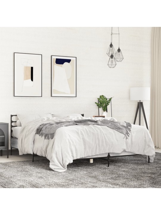 Rám postele šedý sonoma 120 x 190 cm kompozitní dřevo a kov