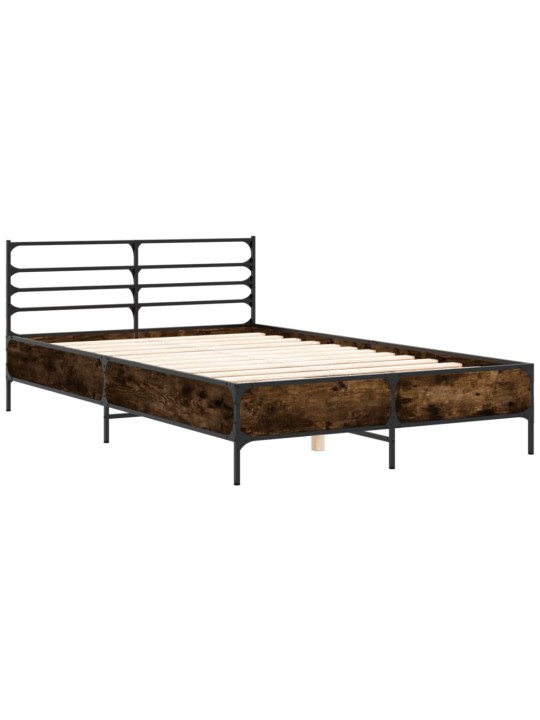 Rám postele kouřový dub 135 x 190 cm kompozitní dřevo a kov