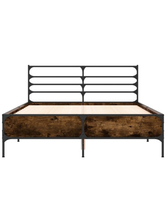 Rám postele kouřový dub 135 x 190 cm kompozitní dřevo a kov