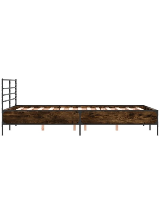 Rám postele kouřový dub 135 x 190 cm kompozitní dřevo a kov