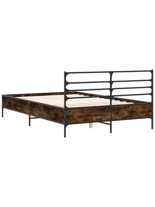 Rám postele kouřový dub 135 x 190 cm kompozitní dřevo a kov