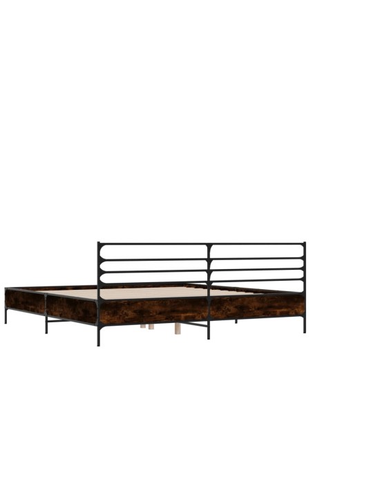 Rám postele hnědý dub 135 x 190 cm kompozitní dřevo a kov