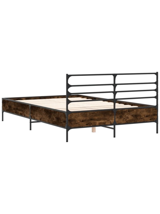 Rám postele kouřový dub 140 x 190 cm kompozitní dřevo a kov