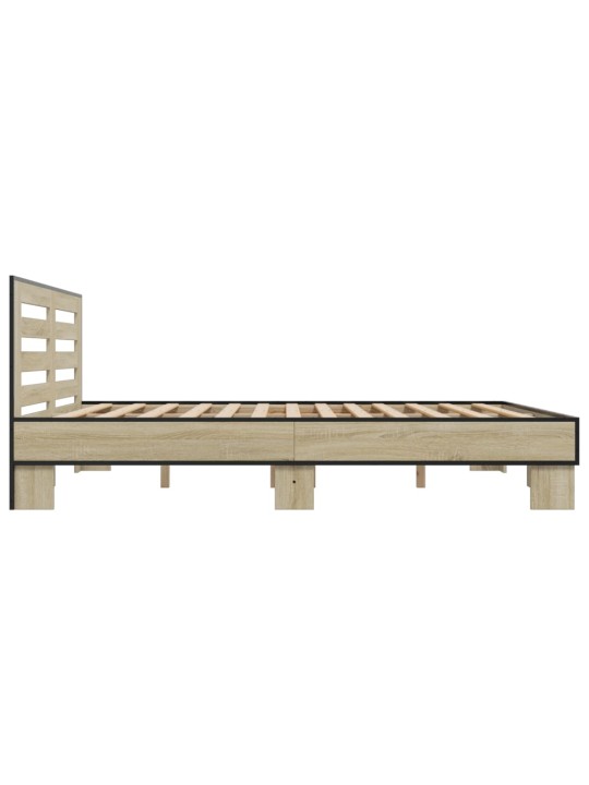Rám postele dub sonoma 200 x 200 cm kompozitní dřevo a kov