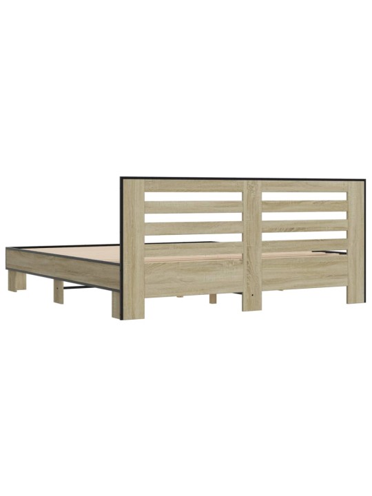 Rám postele dub sonoma 200 x 200 cm kompozitní dřevo a kov