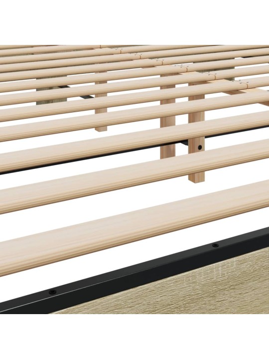 Rám postele dub sonoma 200 x 200 cm kompozitní dřevo a kov